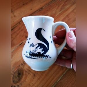 Homer Laughlin small blue and white squirrel cream pitcher